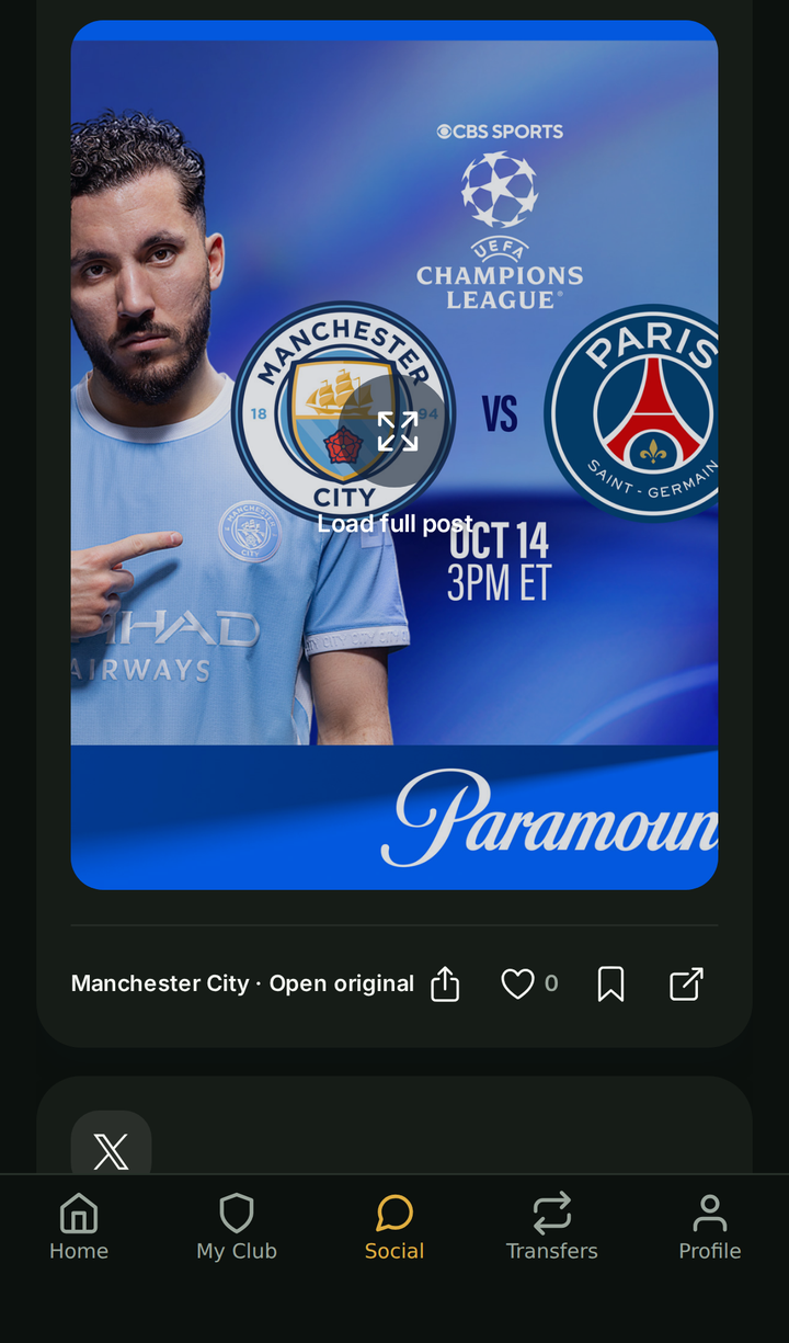 The FieldNotes social feed — your club’s real Instagram and X posts, in one feed